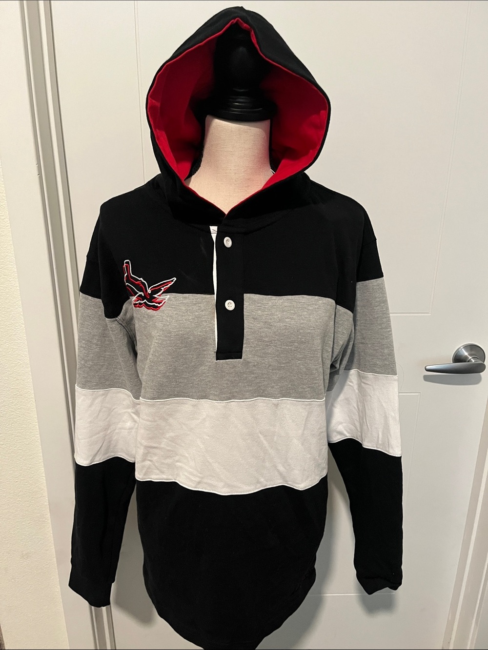 Guinness Beer Multicolor Color Block Stripes Rugby Hoodie Shirt NWT